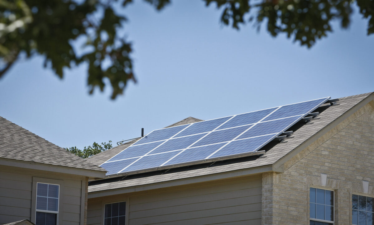 A photo of a rooftop solar