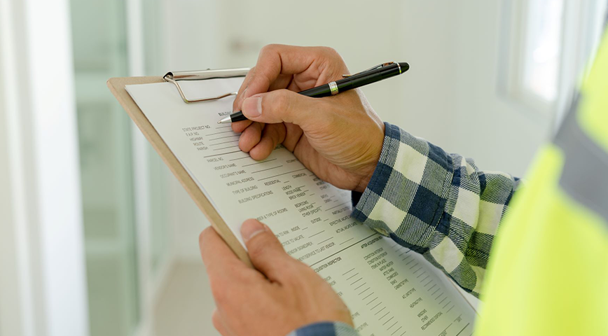 A photo of crew taking home energy assessment