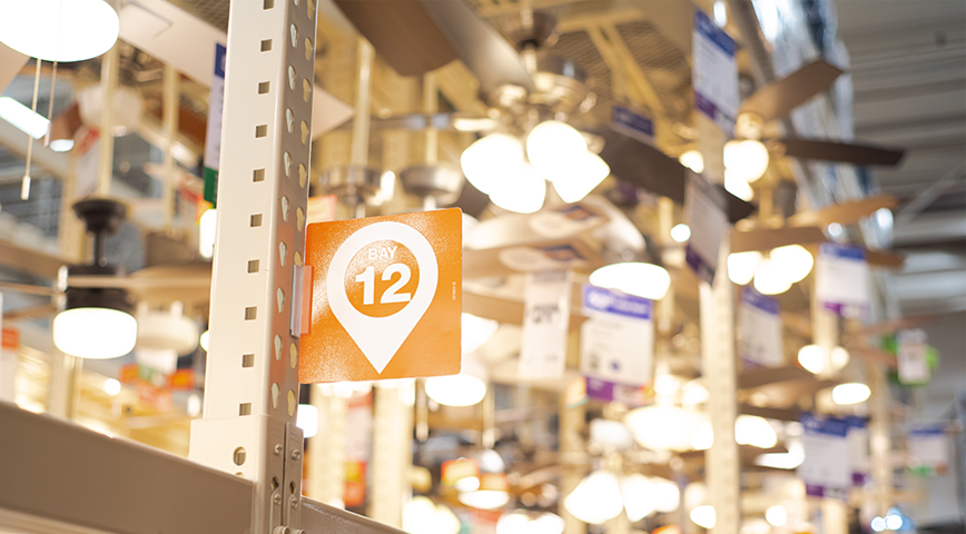 A photo of lighting bulb section at hardware store